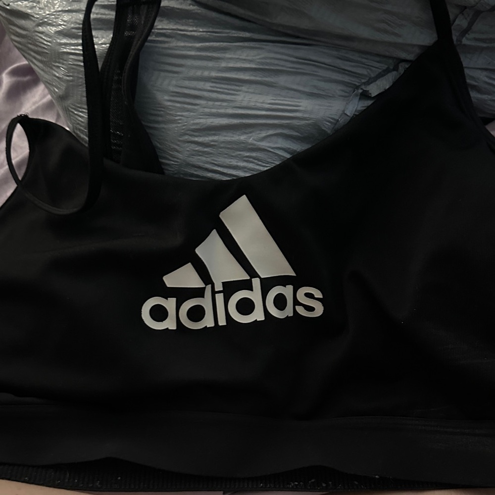 Adidas Black and White Logo Sports Bra